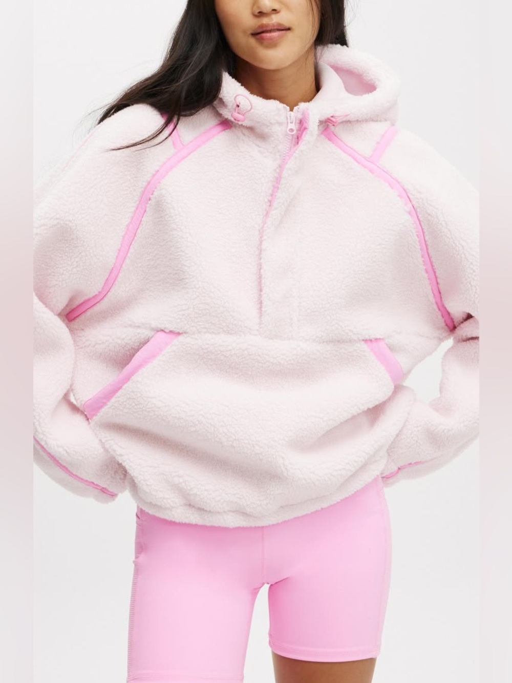 Cotton On BODY Active soft fleece hoodie in cherry dream millennial - small